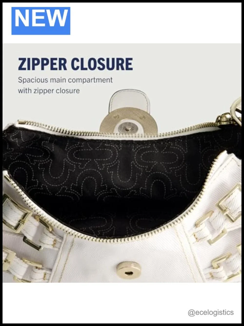 Faux Leather Shoulder Bag with Adjustable Strap Gold Hardware